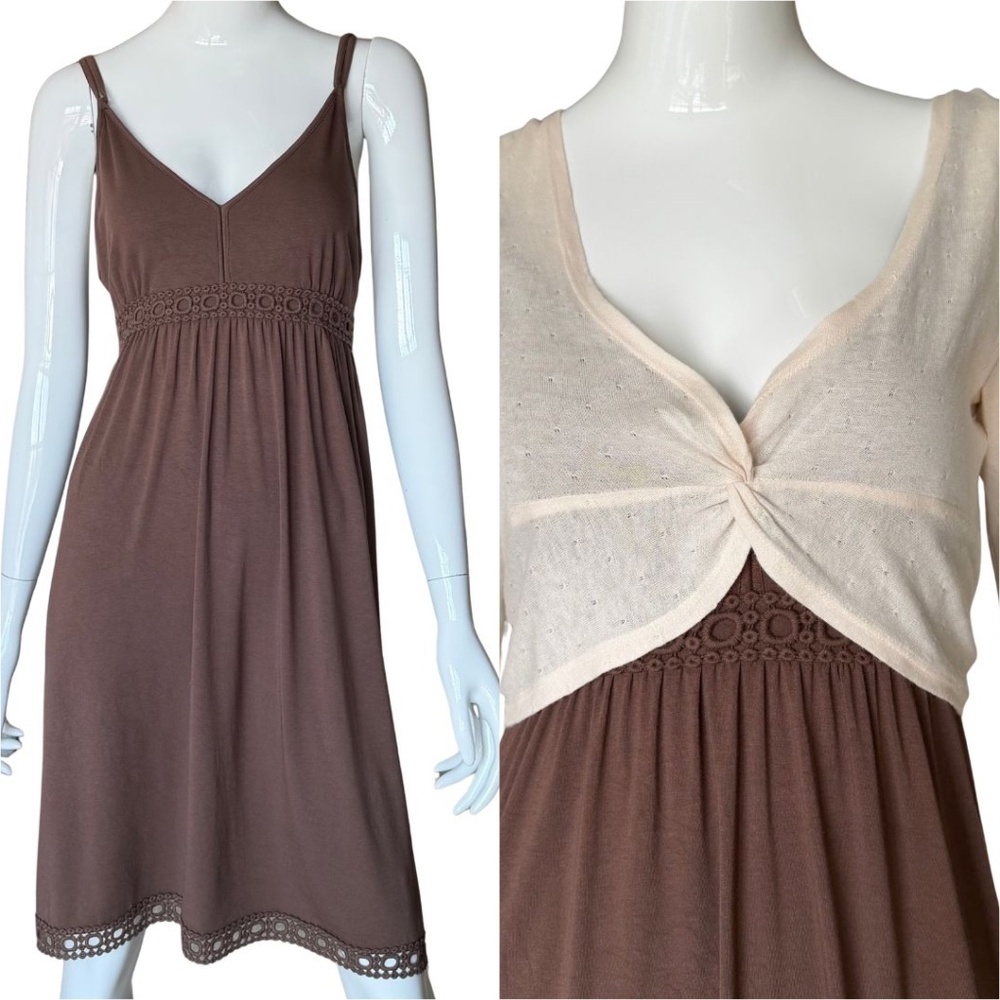 Lucy & Laurel Brown Sundress Size M And Express Twist Top Cropped Sweater Size L